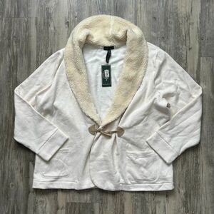 Lauren Ralph Lauren Shawl Collar Sherpa Lined Cardigan Sweater Size 3XL NWT